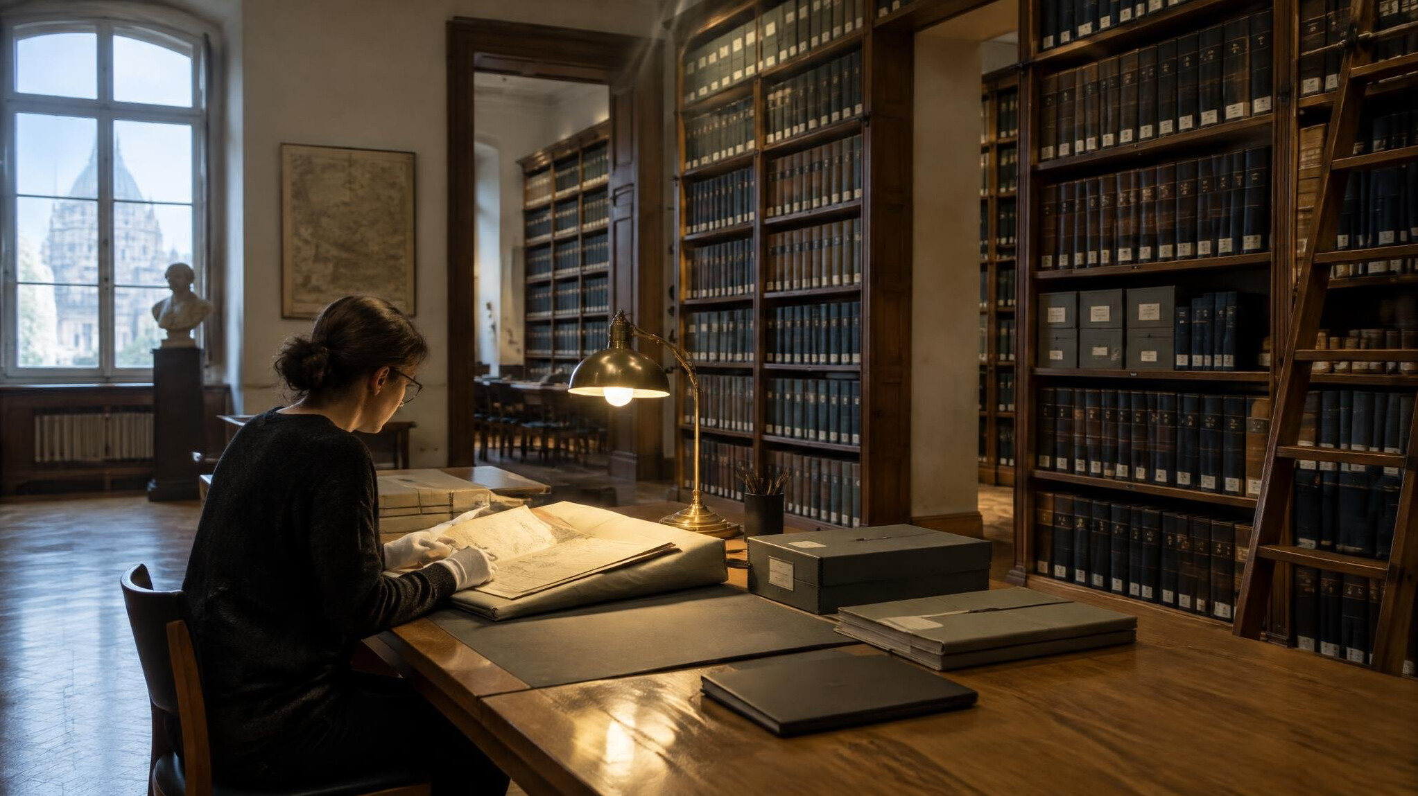 Museum archive reading room with historical documents