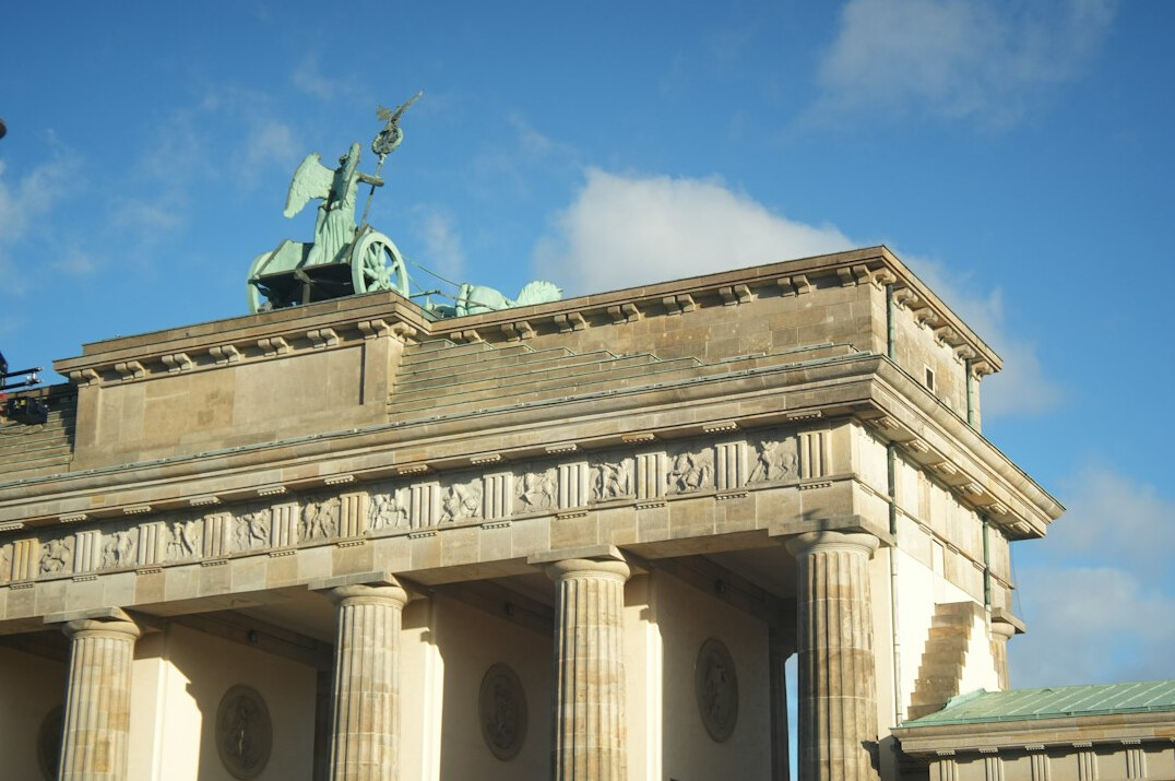 Detail of the Brandenburg Gate columns and quadriga statue